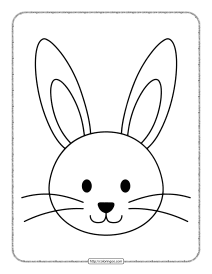 simple bunny head pdf coloring page