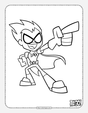 teen titans go robin pdf coloring page
