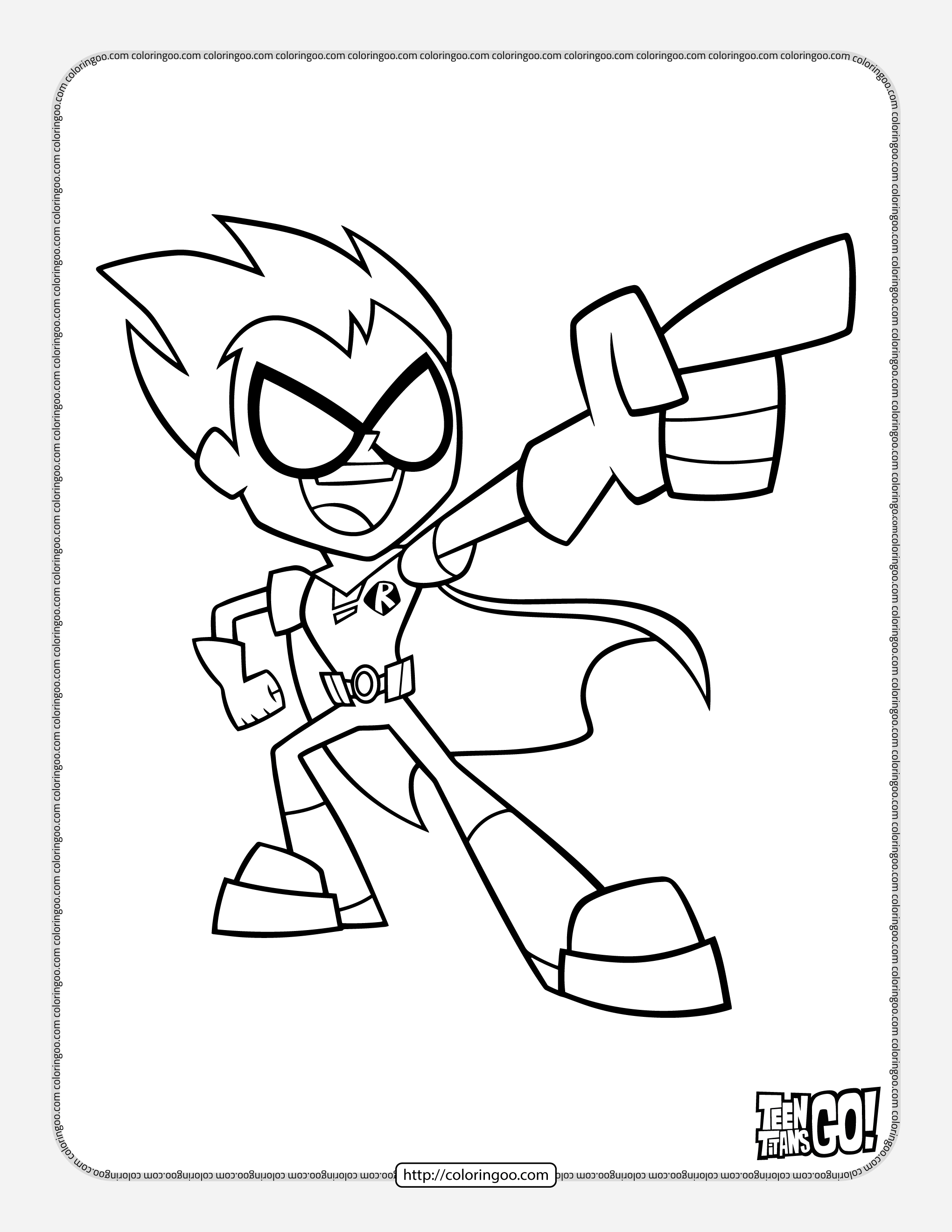 teen titans go robin pdf coloring page