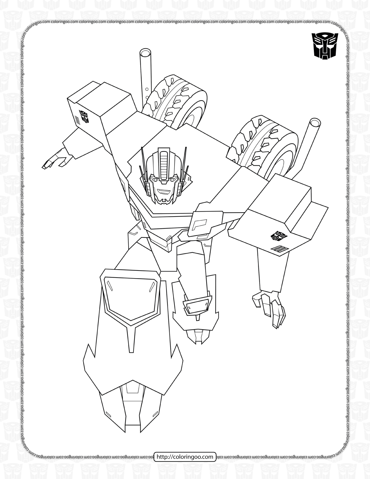 transformers optimus prime pdf coloring sheet
