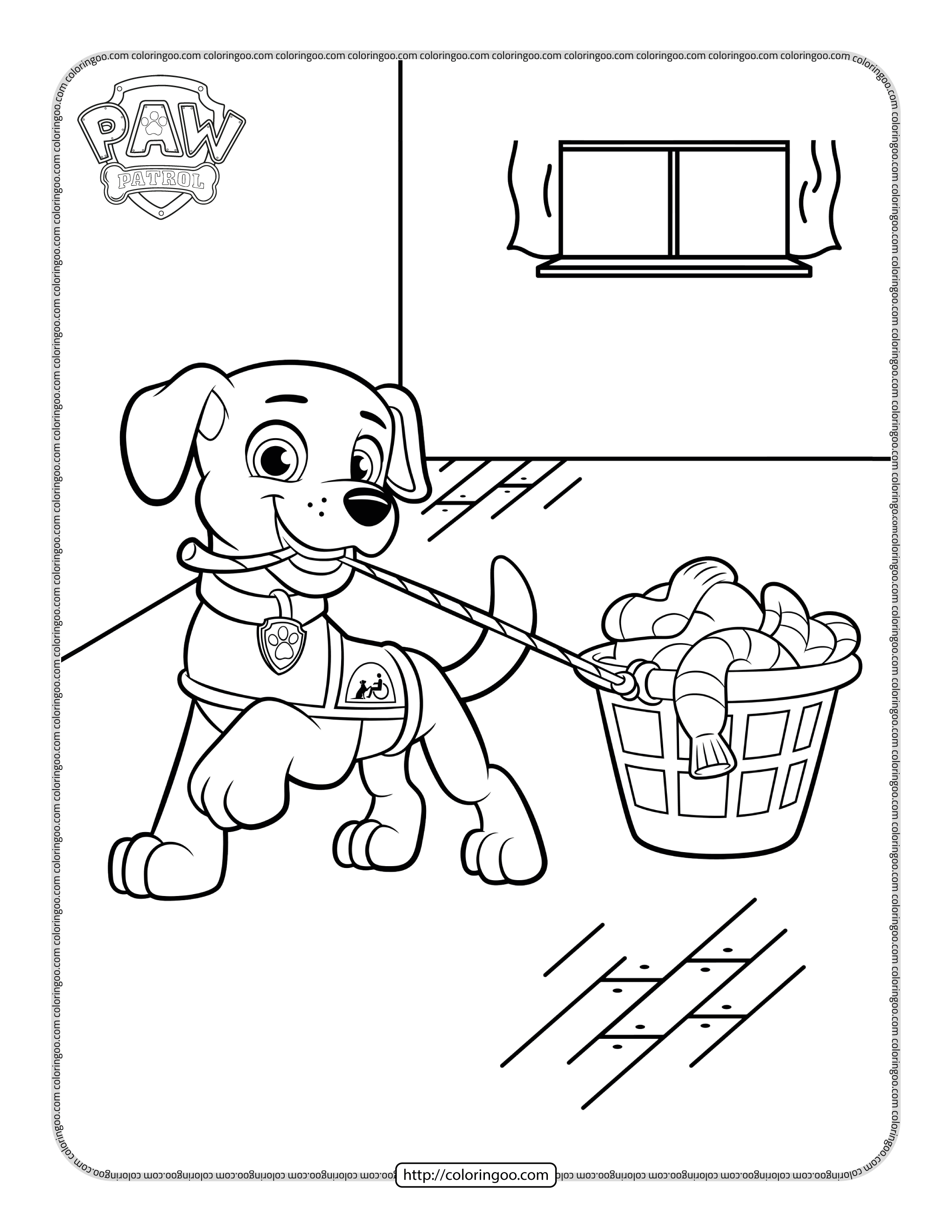 assistant puppy helps with the wash coloring page