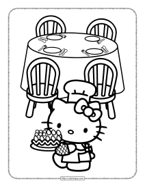 chef hello kitty pdf coloring page