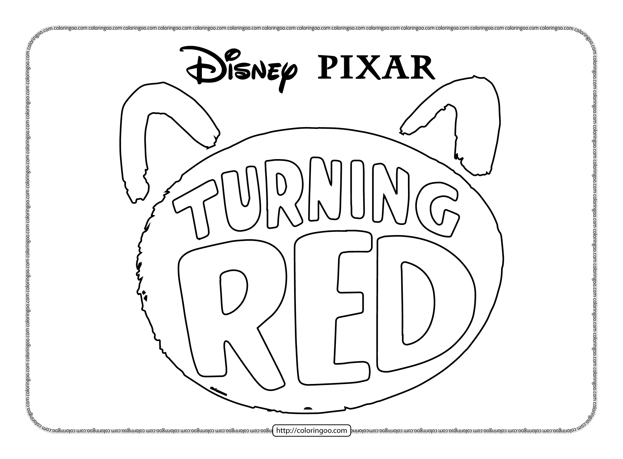 disney pixar turning red logo coloring page