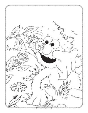 Elmo in The Garden Coloring Page