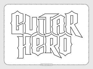 guitar hero logo pdf outline coloring sheet