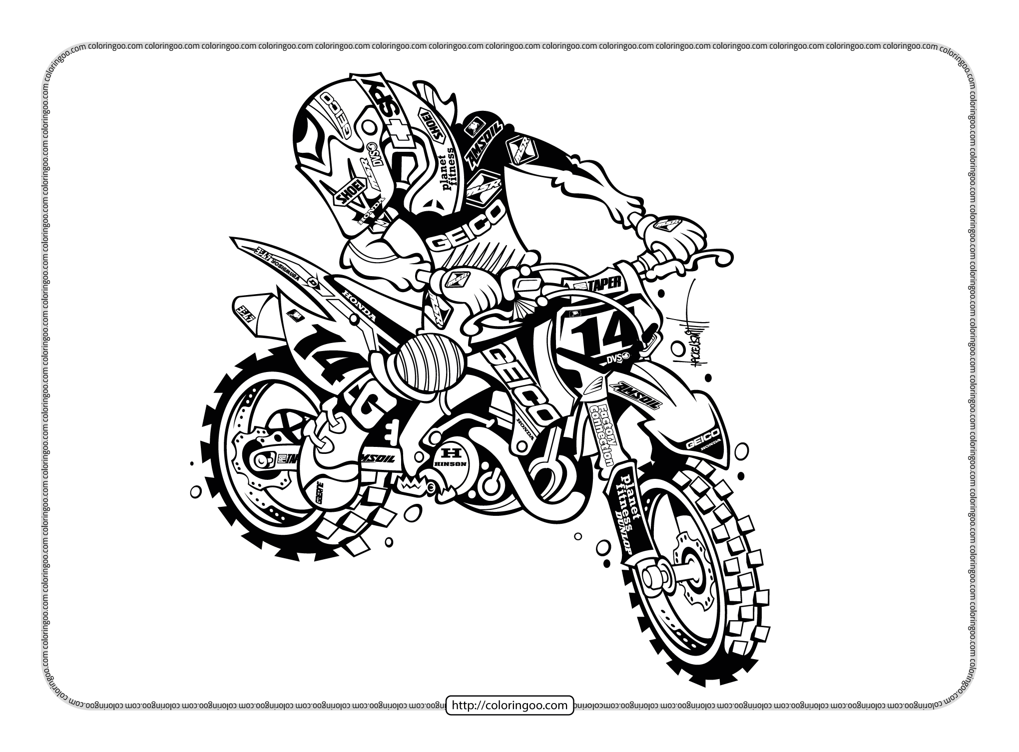 motorcycle pdf coloring sheet