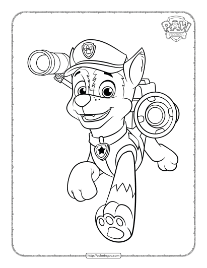 paw patrol chase coloring sheet