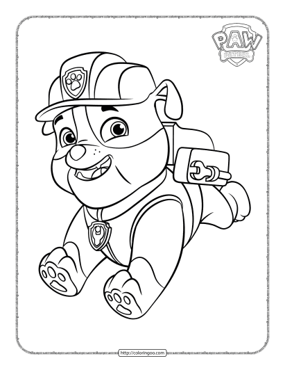 paw patrol rubble coloring sheet