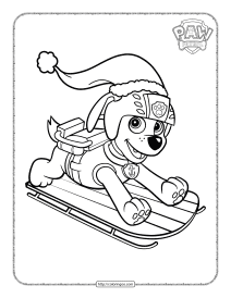 paw patrol zuma on a sled coloring page