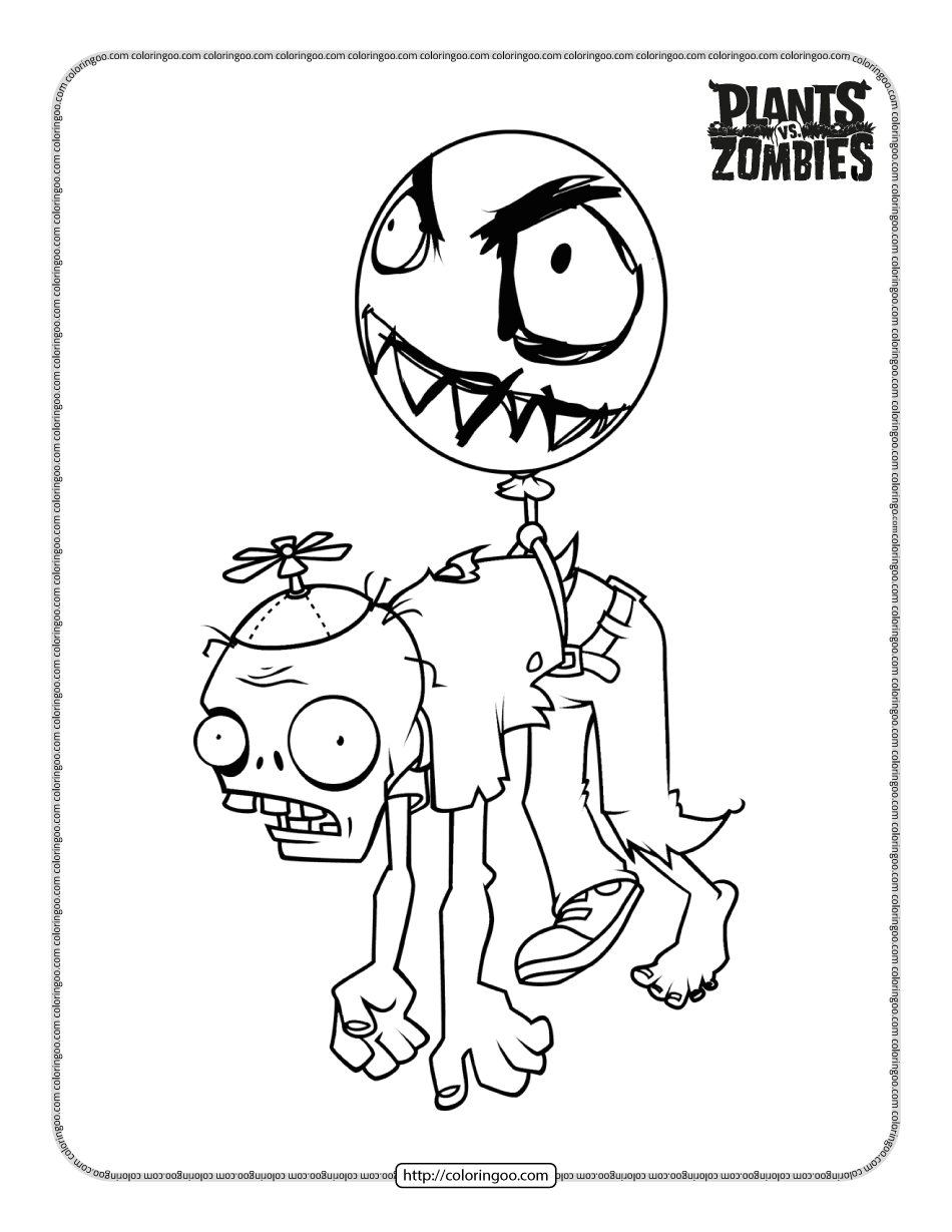 plants vs zombies balloon zombie coloring pages