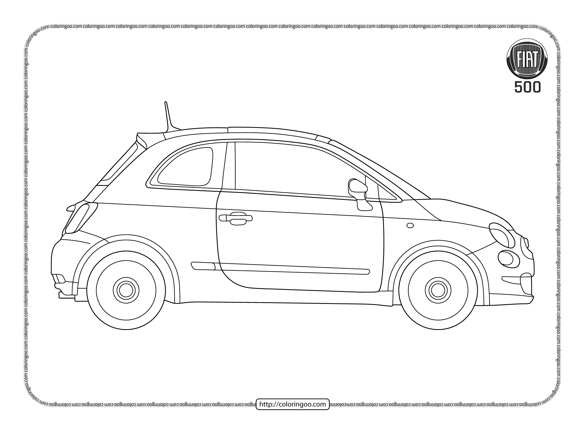 printable cars fiat 500 coloring pages