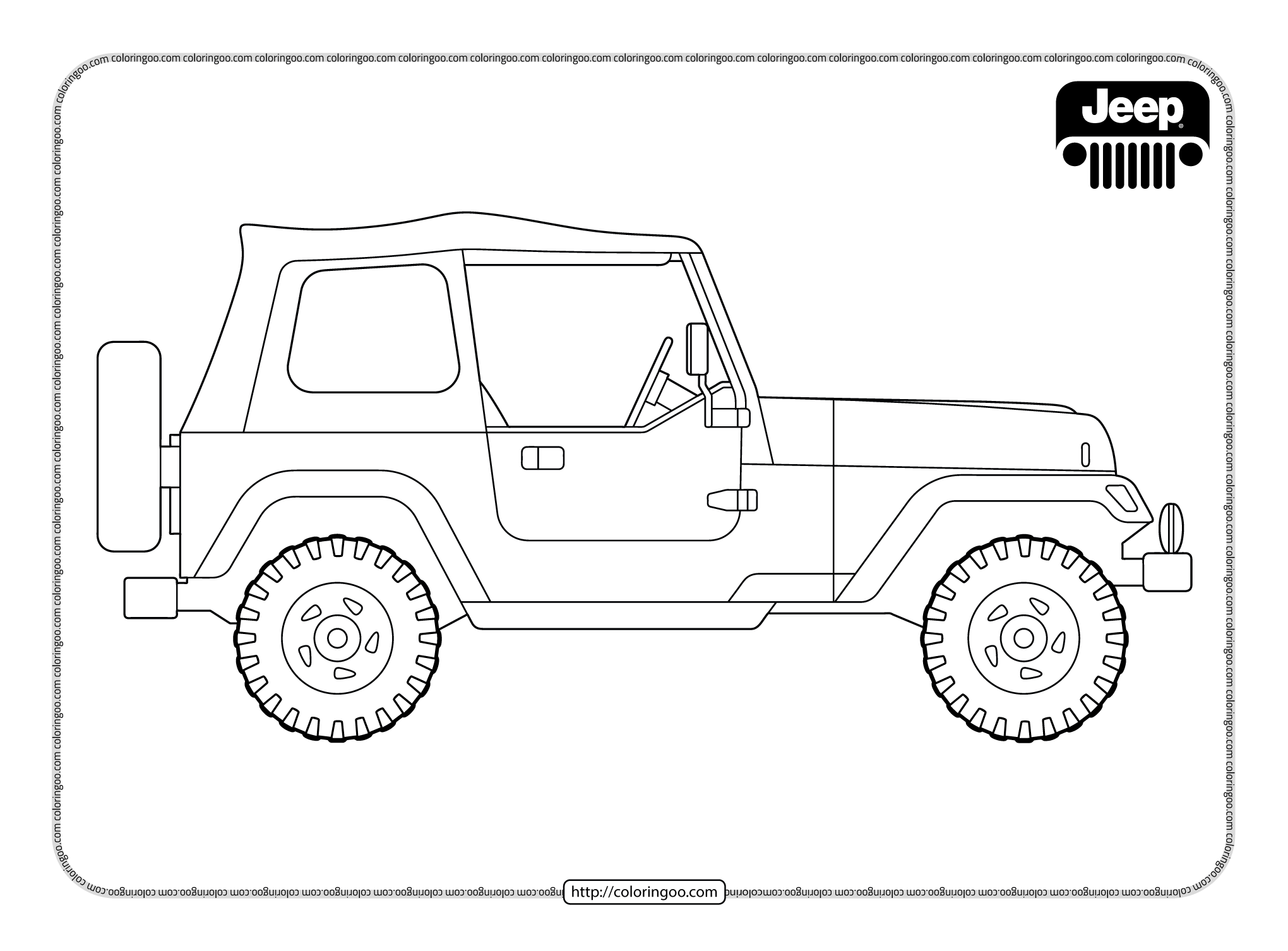 printable cars jeep wrangler coloring pages