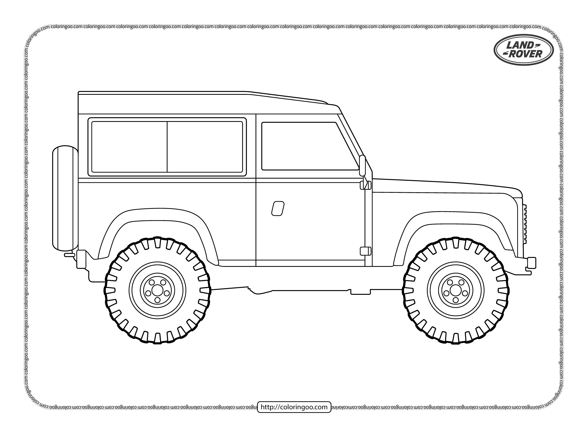 printable cars land rover defender 90 coloring page