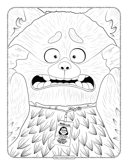 printable turning red coloring sheet