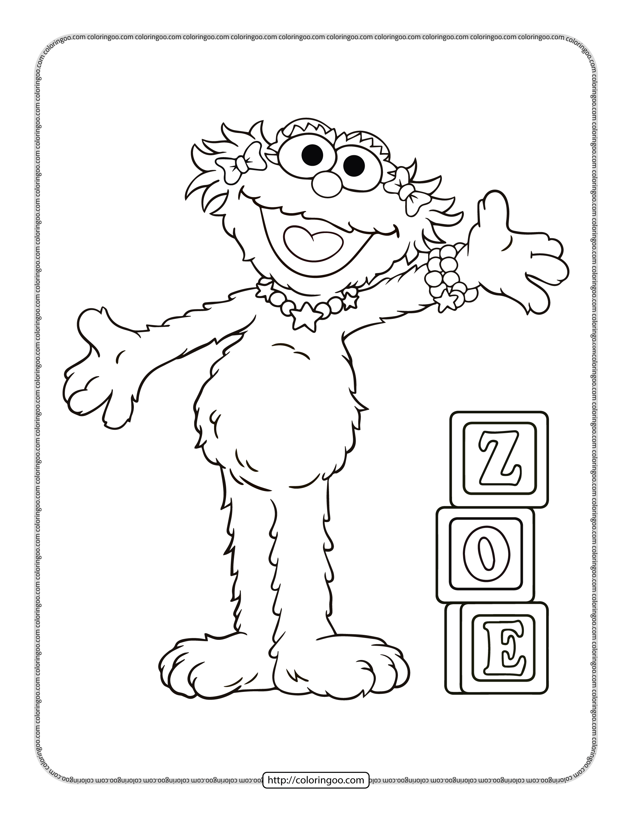 sesame street zoe pdf coloring pages