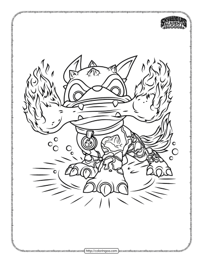 skylanders fire bone hot dog coloring pages