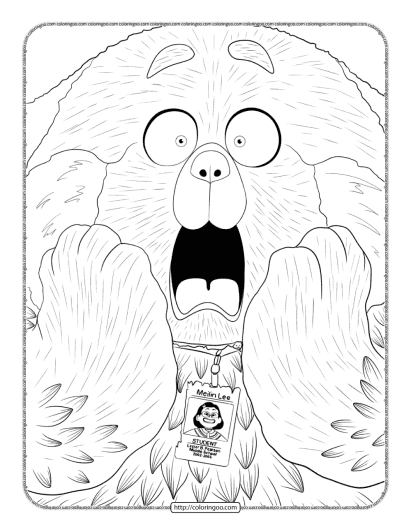 turning red panda coloring sheet