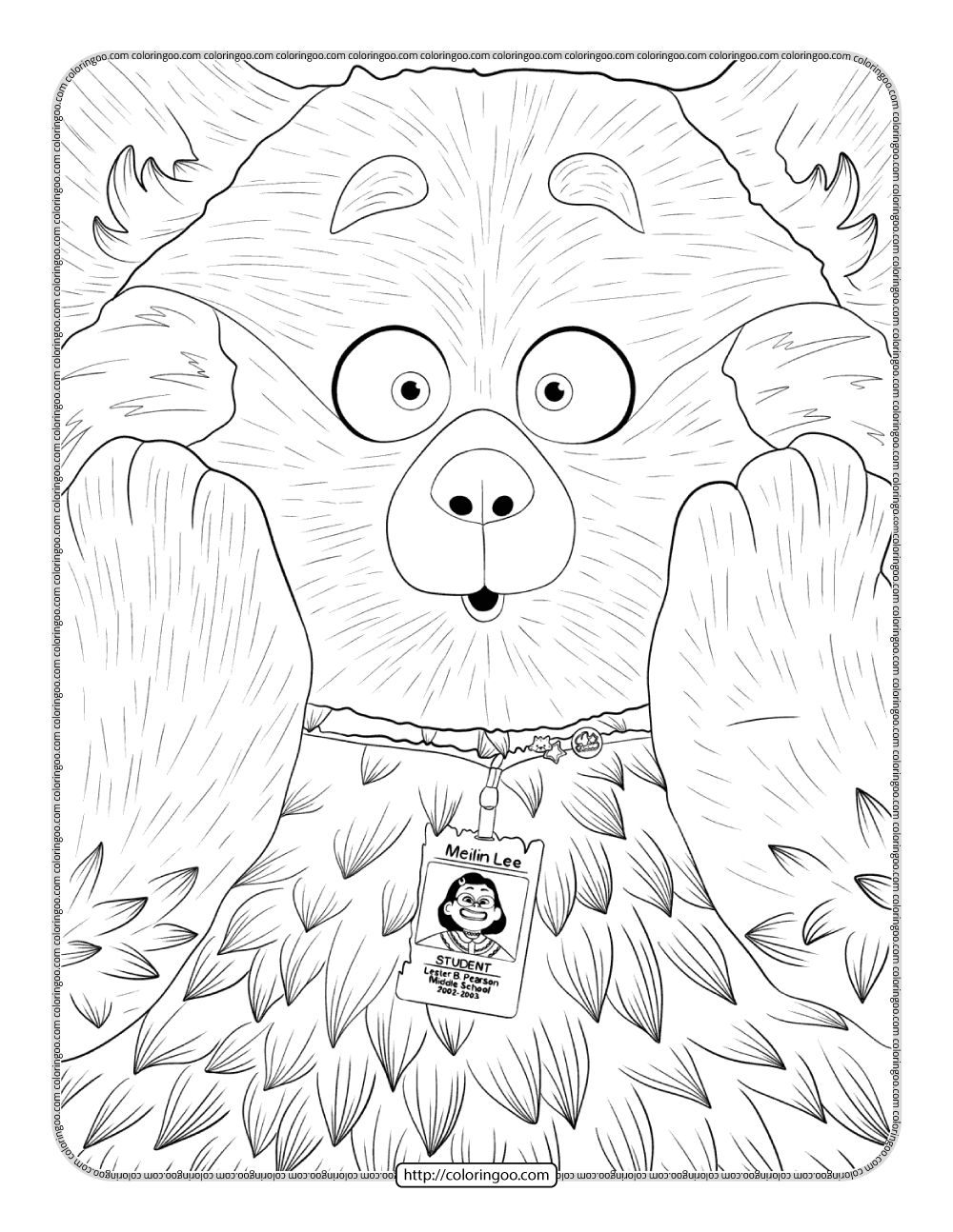 turning red surprised face coloring page