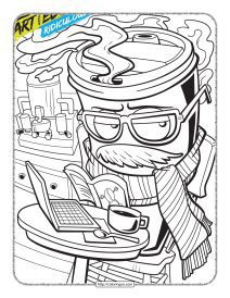 cool coffee glass coloring sheet