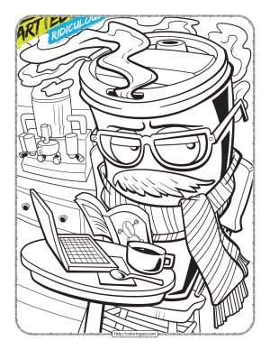 Cool Coffee Glass Coloring Sheet