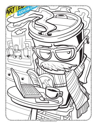 cool coffee glass coloring sheet