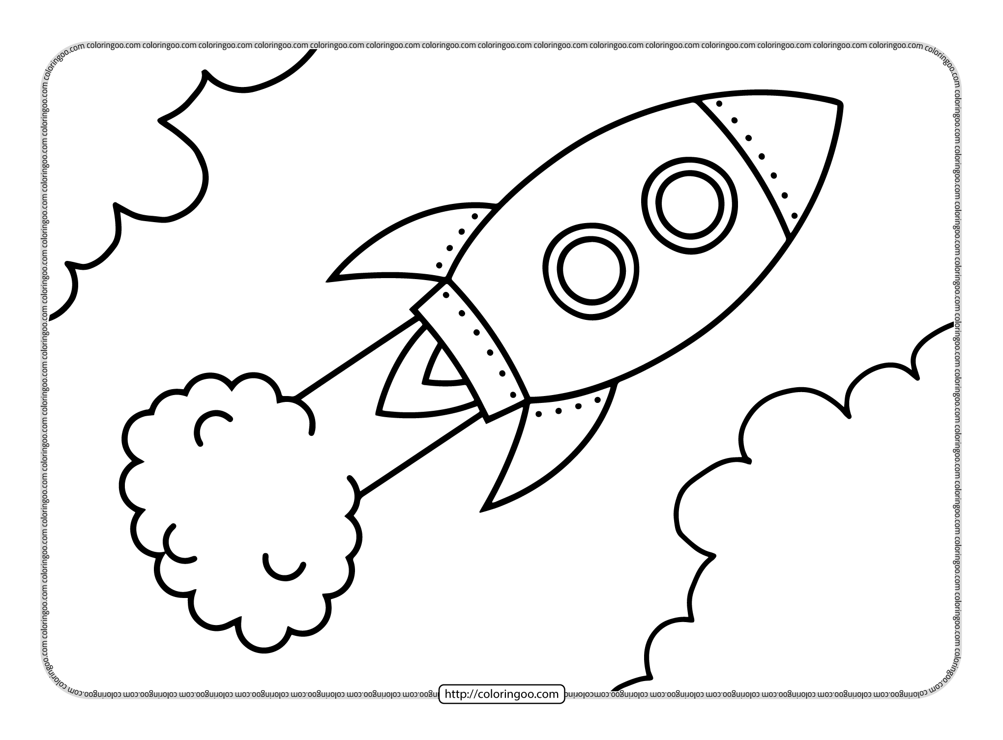 Easy Rocketship Pdf Coloring Pages