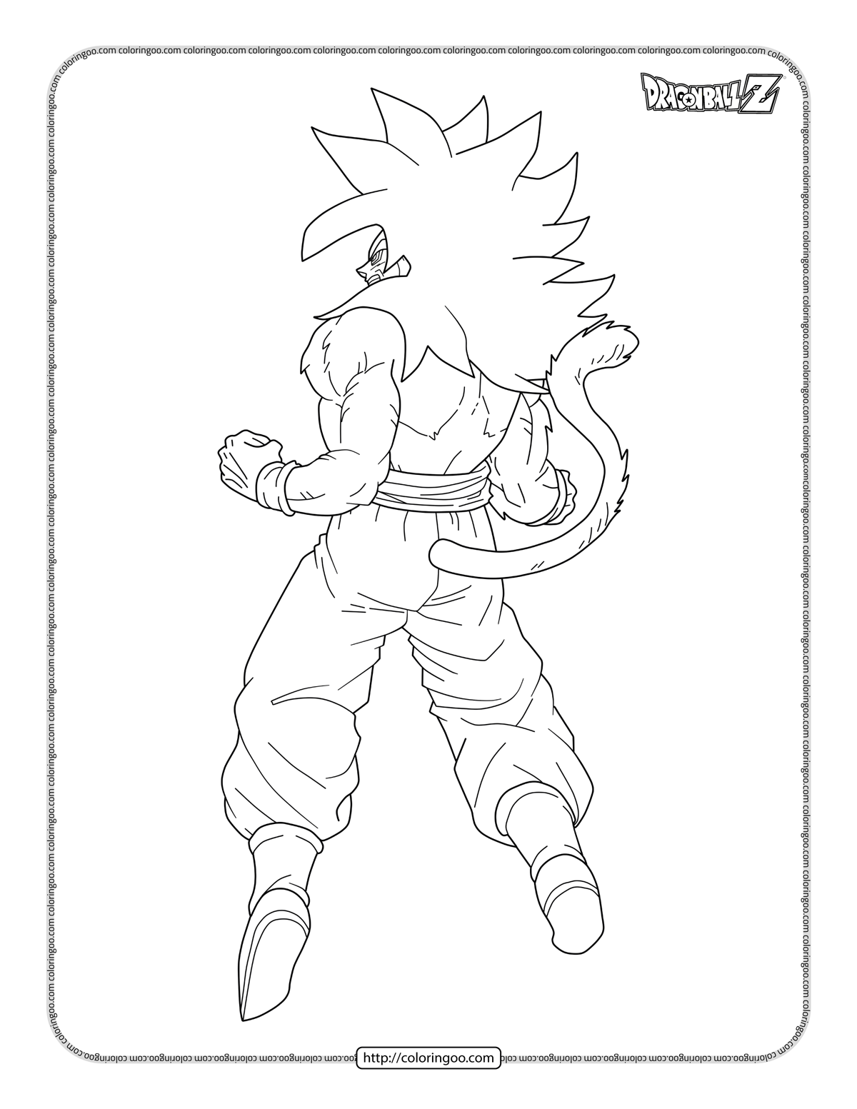 Goku From Back Coloring sheet