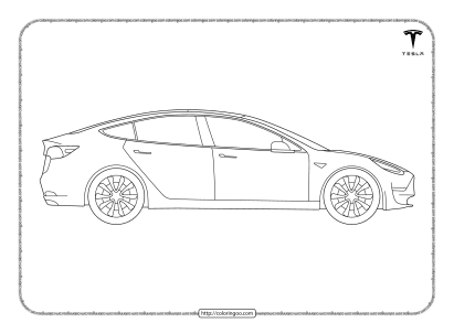 printable cars tesla model 3 coloring pages