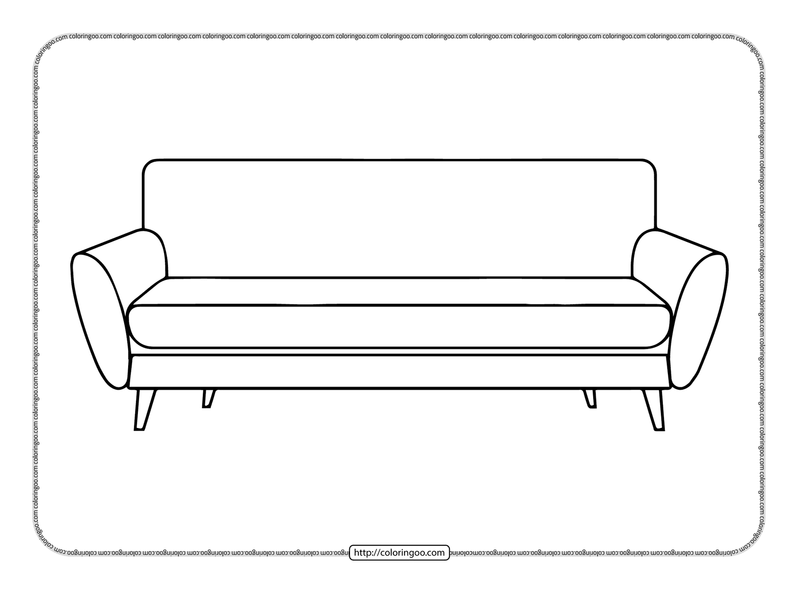 printable couch outline coloring pages