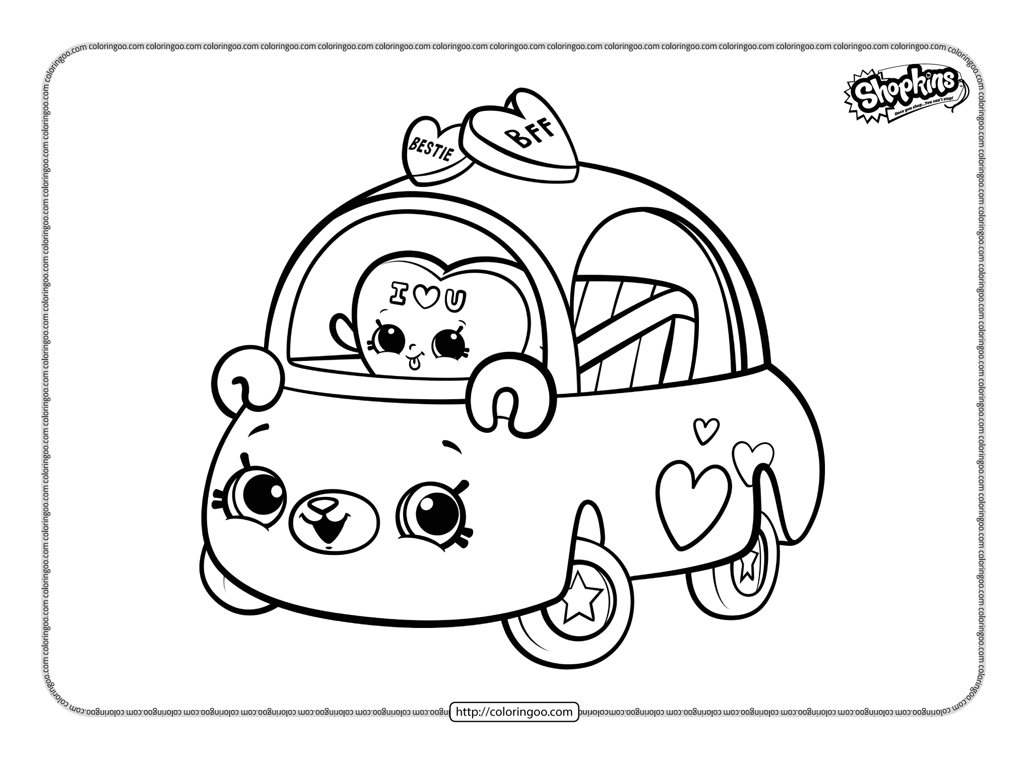 shopkins cutie car candy heart coloring pages