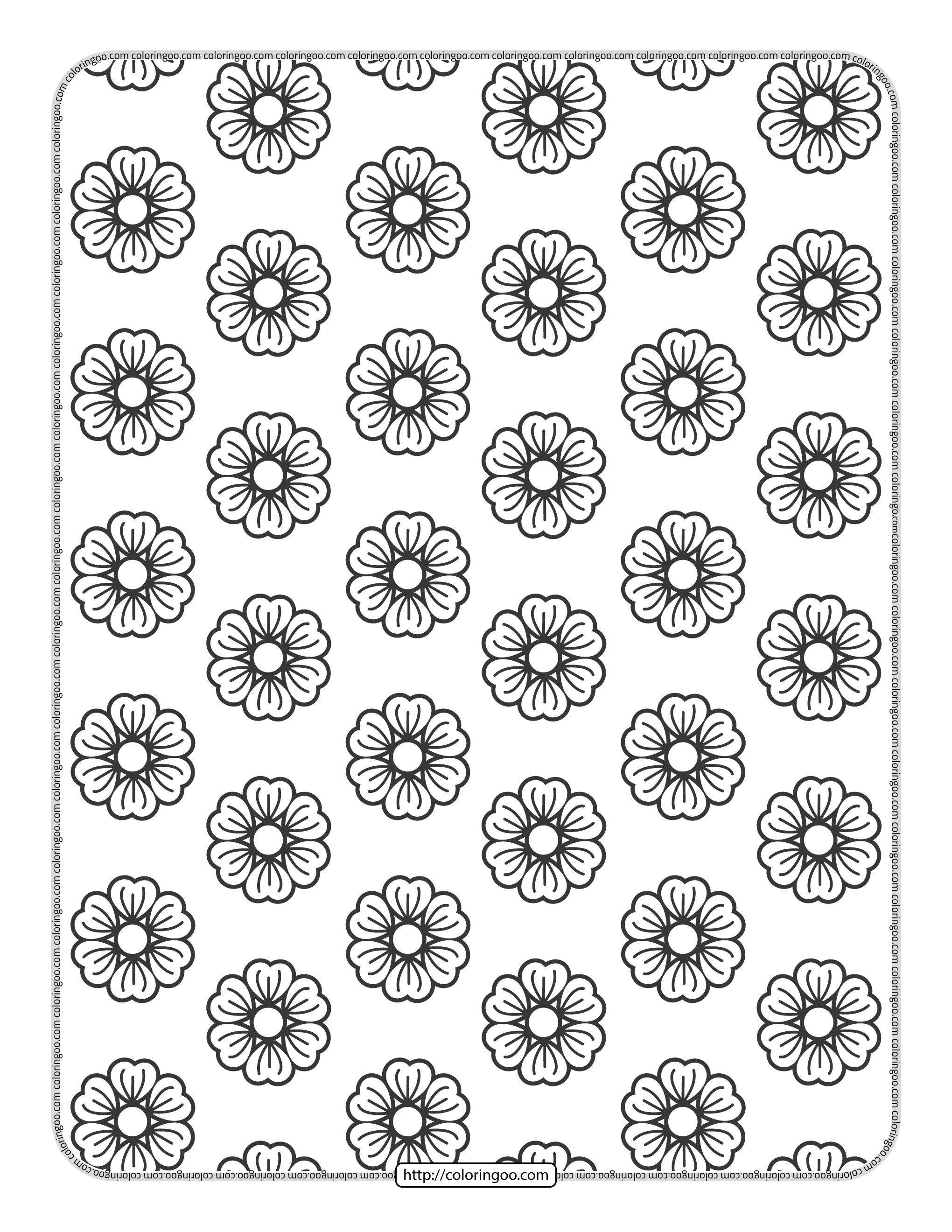 simple flower icon patterns coloring page 15