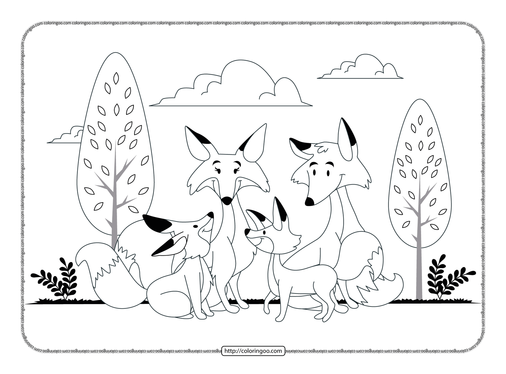 fox family coloring pages