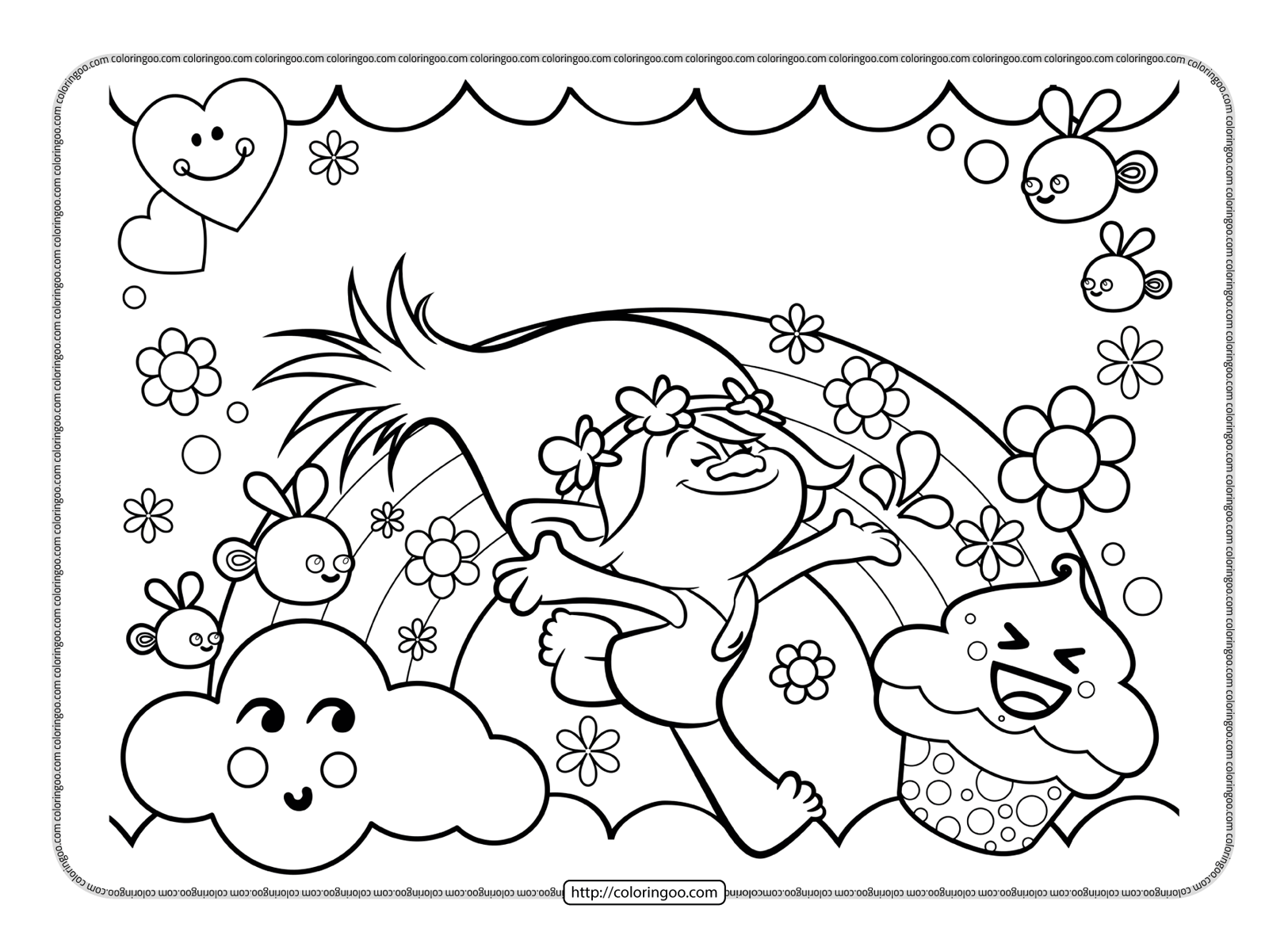 trolls poppy cupcake world coloring page