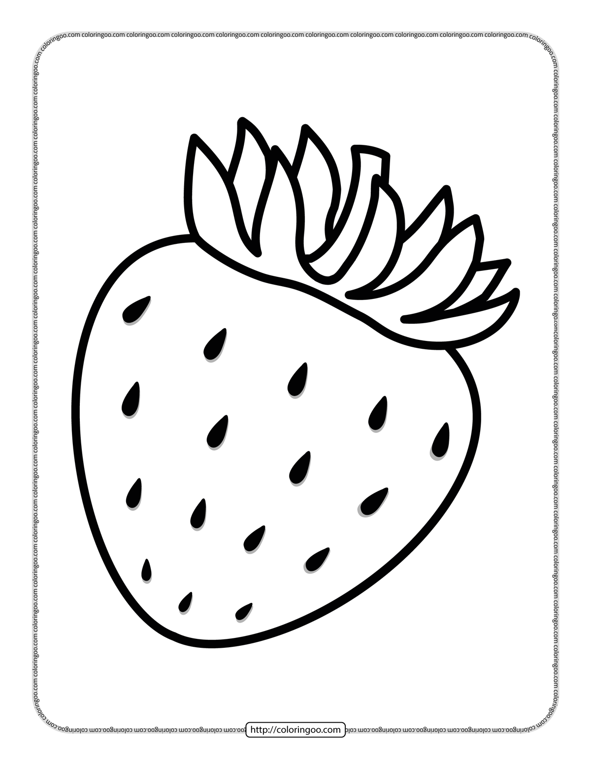 easy strawberries drawing coloring page