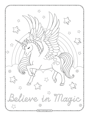 unicorn coloring pages stars and rainbow clouds