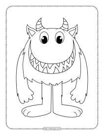 cute horned monster coloring page