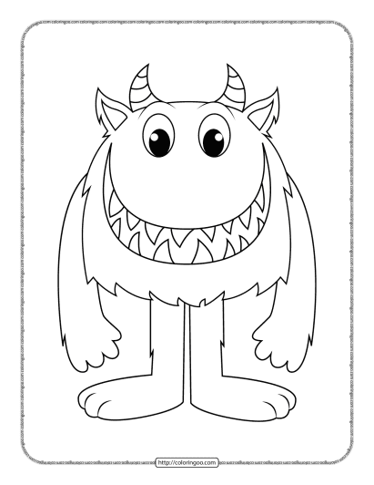 cute horned monster coloring page