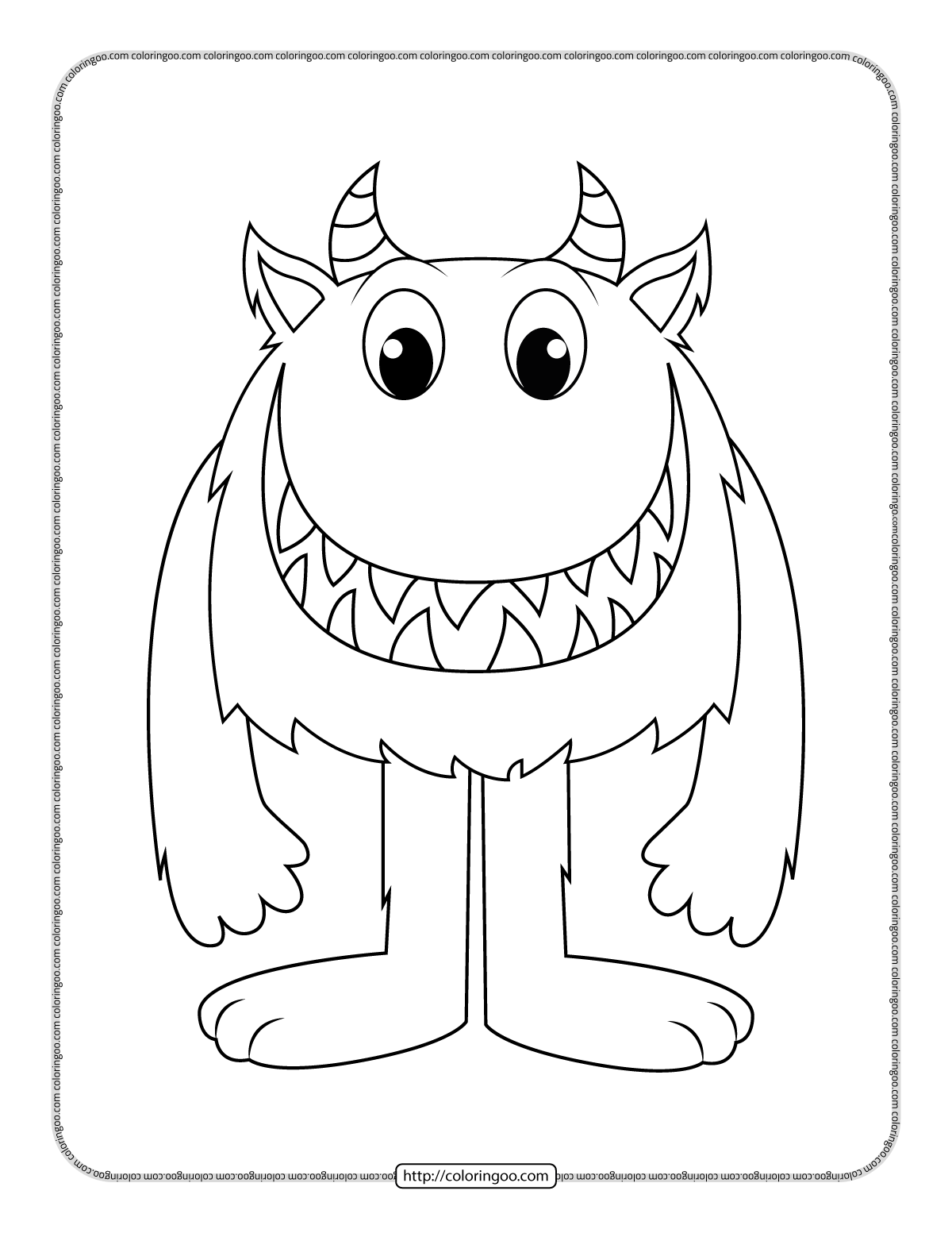 cute horned monster coloring page