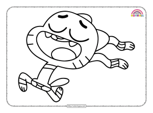 gumball is flying with happiness coloring page