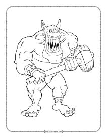 monster with hammer coloring page