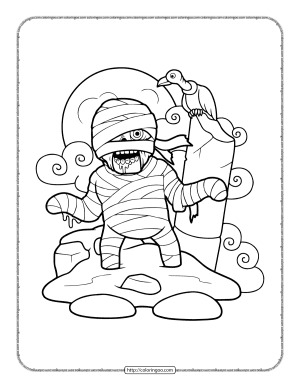 mummy from the cemetery coloring page