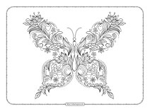 patterned butterfly coloring page