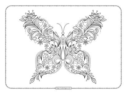 patterned butterfly coloring page