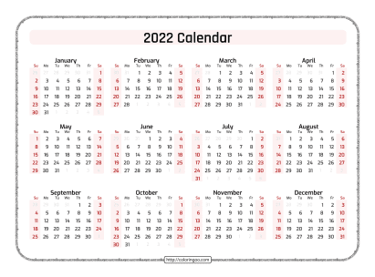 printable 2022 calendar pdf