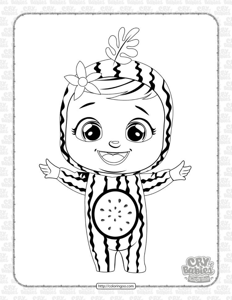 printable cry babies tutti frutti coloring sheet