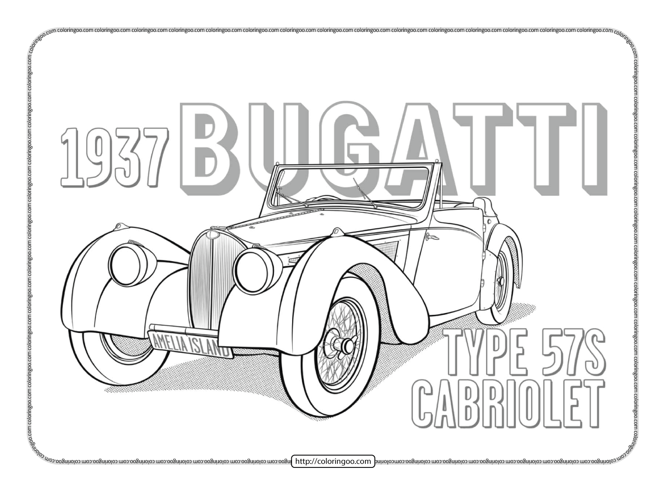 1937 bugatti type 57s cabriolet coloring page