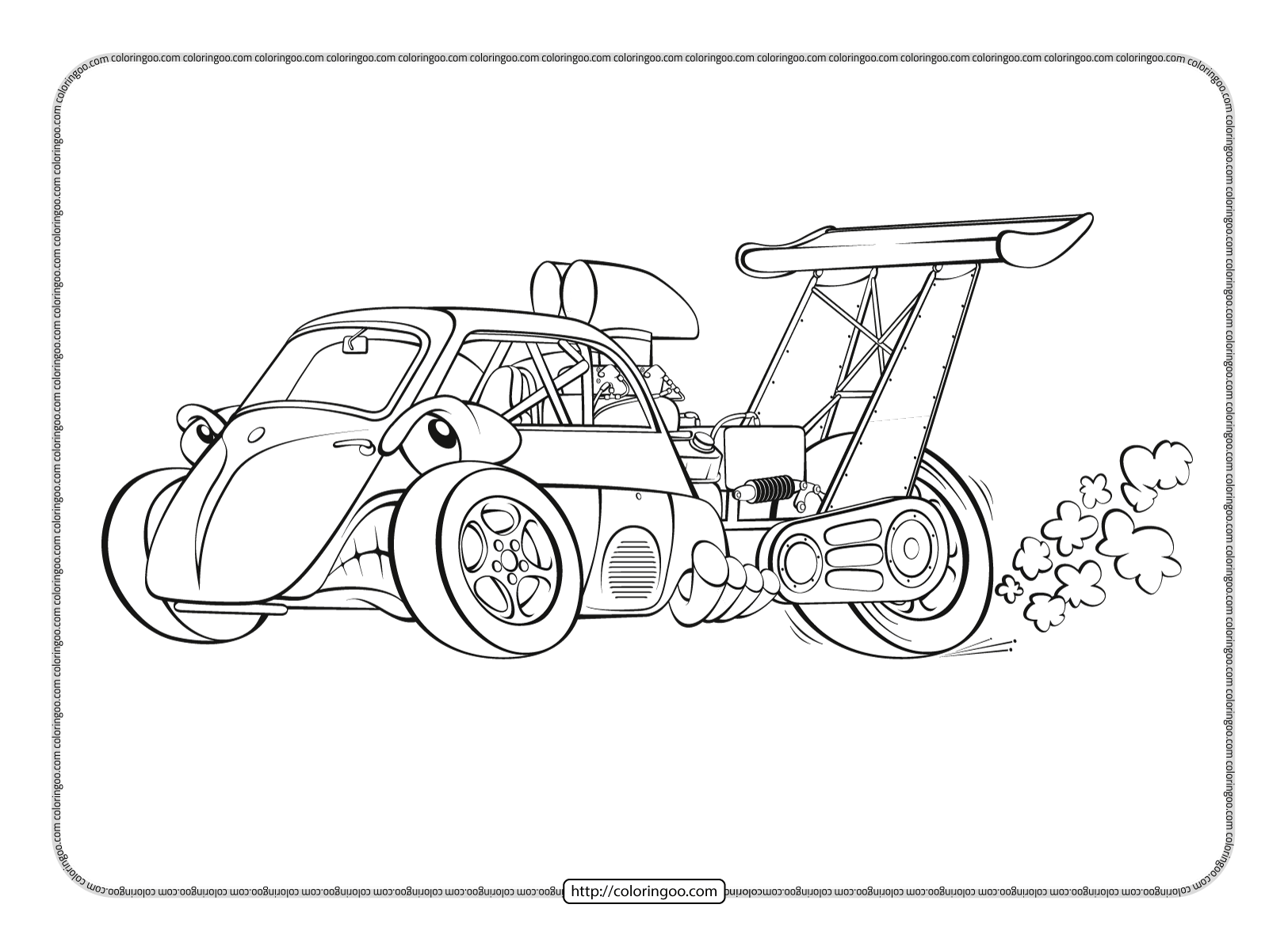 drag racing car coloring pages