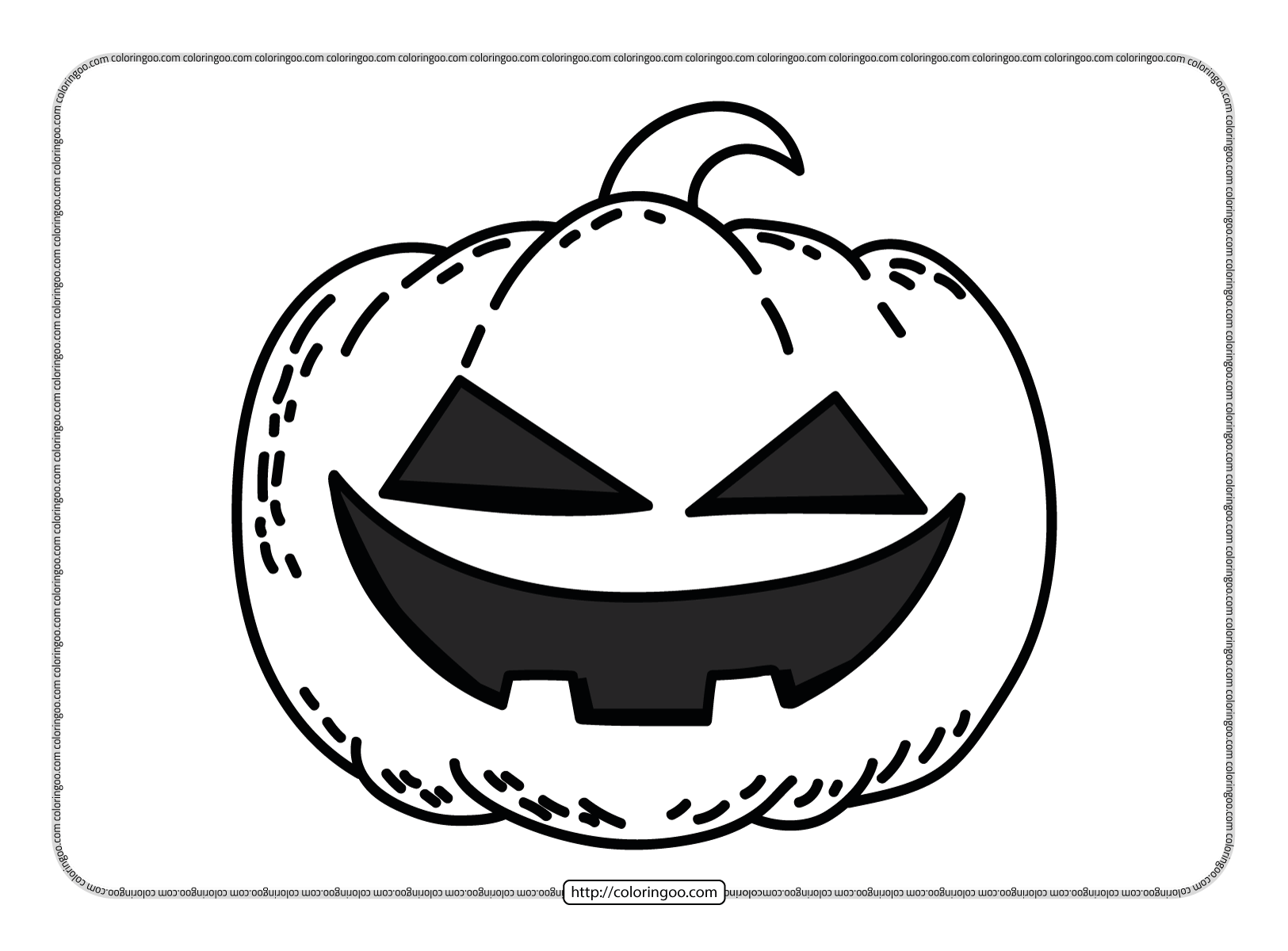 happy halloween pumpkin horrible face coloring page