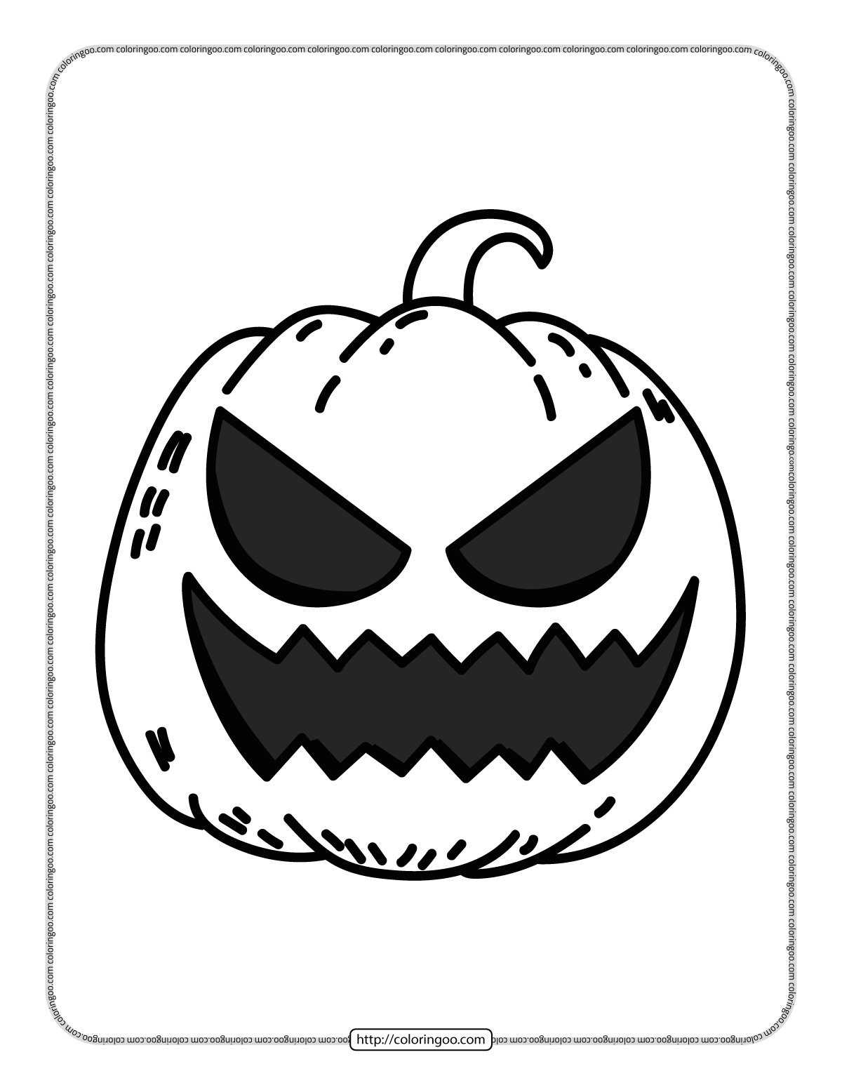 happy halloween pumpkin horror face coloring page