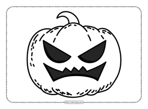 Happy Halloween Pumpkin Spooky Face Coloring Page